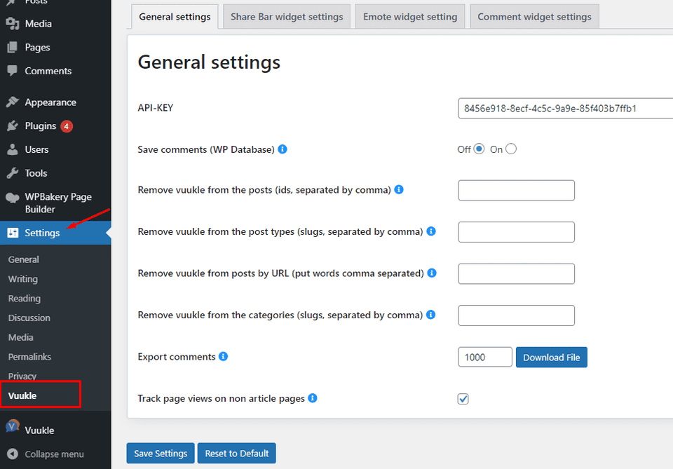 WordPress plugin options 01